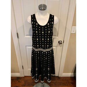 Torrid Black & Gold Stars & Stripes Knit Fit & Flare Dress, Size 2 (2X), NWT